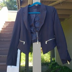 Black blazer with gold zipper detail